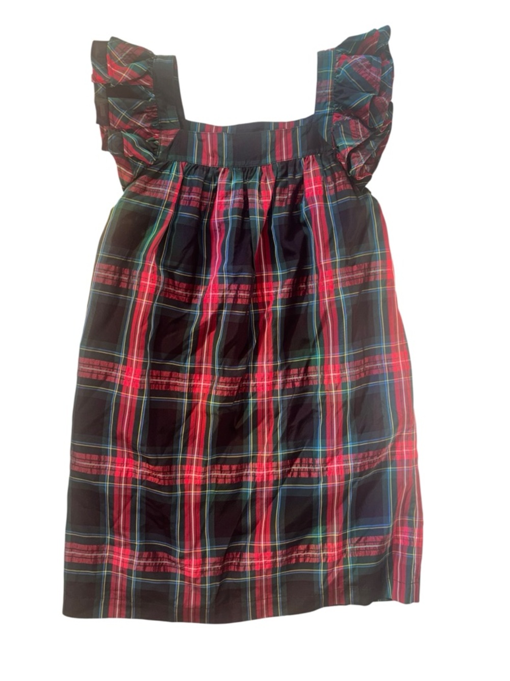 Vineyard Vines Red Tartan Plaid Holiday Dress Ruffle Sleeve M